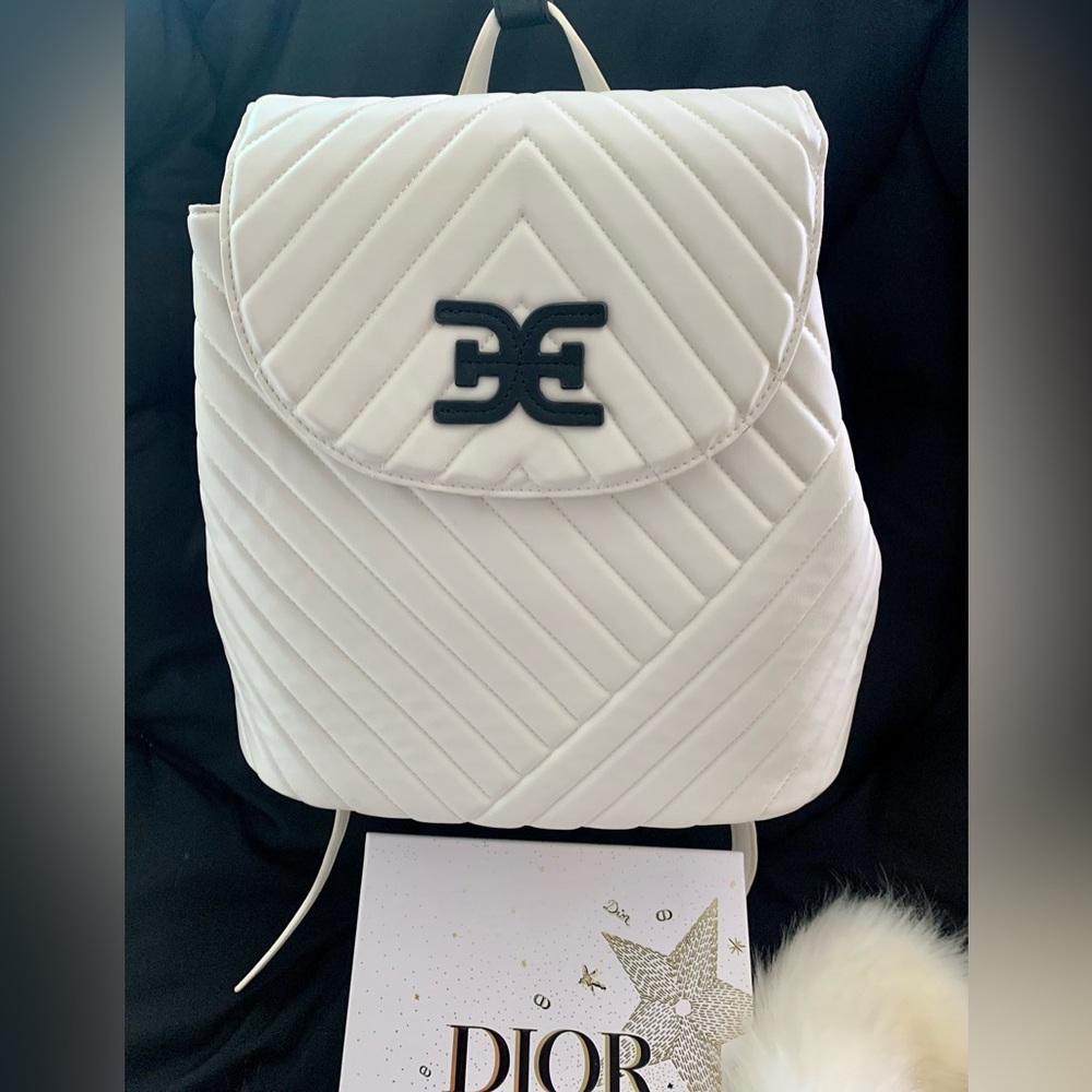 ❌FINAL PRICE❌💎 SAM EDELMAN | White Quilted Backpack with Logo 💎-#SAM
